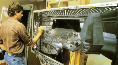 gordo-dude:  kateordie:  as-warm-as-choco:  Before the computing era, ILM was the master of oil matte painting, making audiences believe that some of the sets in the original Star Wars and Indiana Jones trilogy were real when they weren’t. They were