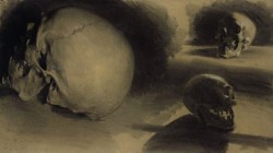 scribe4haxan: Three Views of a Skull (1860 / Charcoal on paper)