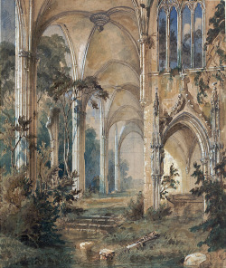 hideback:  Carl Blechen (German, 1798-1840)  Gothic Church Ruin,