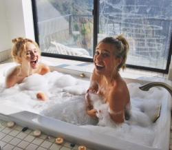 whyyzed:  Alexis Ren taking a bubble bath with her gal pal 3 