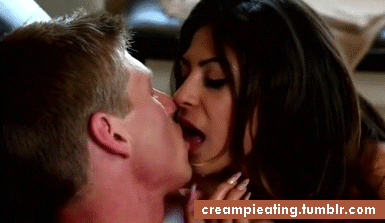 creampieating:  Blowjob cum lick and sensual cum kiss 