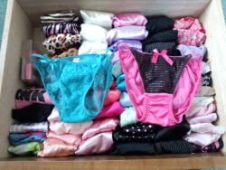 discodrake:  pantys33:  Awesome panty drawer!:)  String Bikinis..