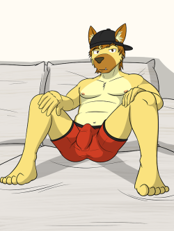 Fuze-yeen in some undies on the couch