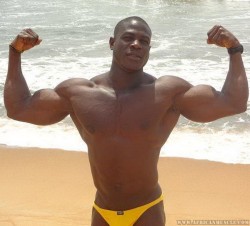 hairyblklvr: Dennis Mulbah, bodybuilder from Liberia. Photos