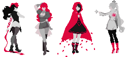 yuranosaur:  i made some rwby pixels! monochrome + red color