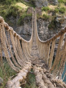 visitheworld:  Inca’s heritage, Q’eswachaka Hanging Bridge