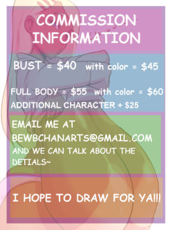 bewbchan:  bewbchan:  re-posting commission prices~ Email me