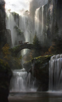 fantasy-art-engine:Waterfall by Jordi Gonzalez Escamilla