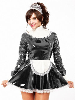 celebsinlatex:  Alison in pvc maids dress