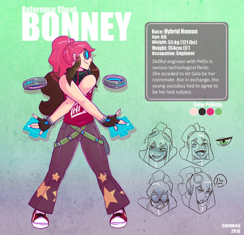 One of my “sfw” ocs, i design her more to be a pun for the lewdness of Gala as her roomie she’s kinda tired of her shit =PMore draws of BONNEY and a special thanks to @risax​ for helping me with the bios =)