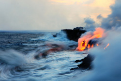  Lava meets water off the shores of Hawaii Photos by Nick Selway