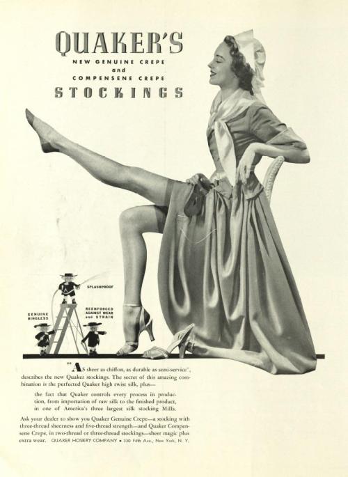 vintageadvertising:  Quaker Stockings Advertisement – 1936.