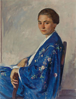 fleurdulys:Portrait of a Young Woman in an Embroidered Kimono