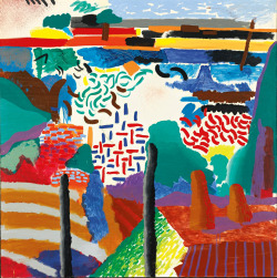 confront:  David Hockney, Canyon Painting, 1978 Acrylic on