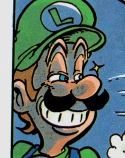 suppermariobroth: Illustration of Luigi from a Japanese guide