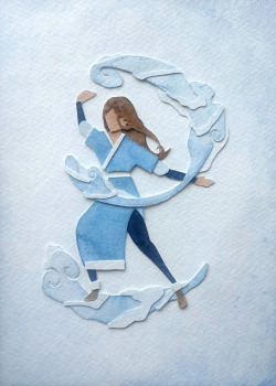 fainkitty: Water, Earth, Fire, Air watercolor, papercut EDIT: