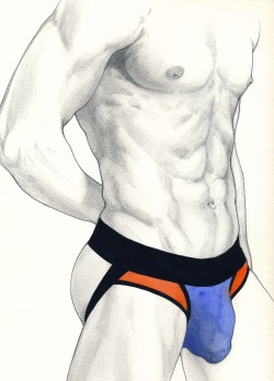 cristjen:  Male body Pencil & Watercolour on Watercolour