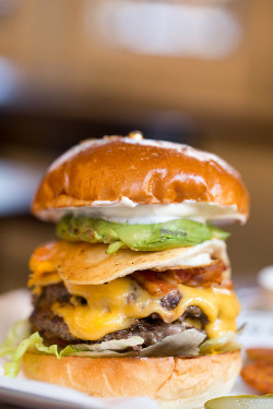 -foodporn:  Double Cheeseburger + bacon + egg + avocado by Spsn