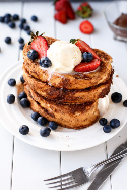 sweetoothgirl:  Nutella Stuffed Churro French Toast   