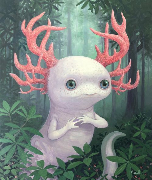 tascott:“Forest Axolotl” for my solo show, opening today