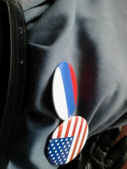 The con has flag pins