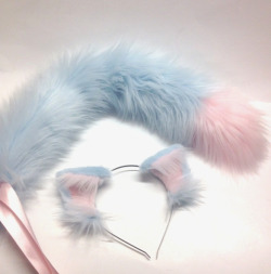 kittensplaypenshop:  Realistic cat ears in blue with pink inner