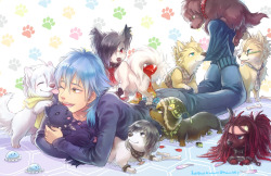 hasuyawwn:  \ o/ aoba and his doggies! will be a print at AX