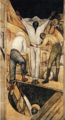 artist-rivera: Exit from the Mine, Diego Rivera Medium: frescohttps://www.wikiart.org/en/diego-rivera/exit-from-the-mine-1923