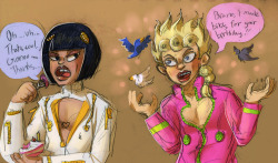 Buccellati just wants to enjoy his cake while Giorno tries a