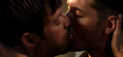 licieoic:  “Painted Destiel: Kiss 2″ - Digital Oil PaintingAnother