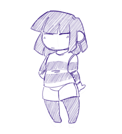 thaidraws:  “how do u draw frisk?” thai shrugs in response,