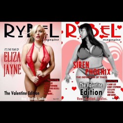 The valentine Edition of Rybel Magazine @rybelmagazine is OUT !!!! The two Cover models for this issue are Eliza Jayne @modelelizajayne and Siren Phoenix @sirenphoenixtheplusmodel . Each version will feature exclusive content related to that cover model.