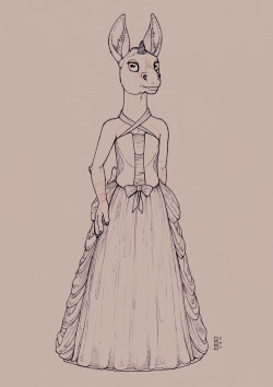 Equustra when she was young, wearing a fancy dress.Still needs