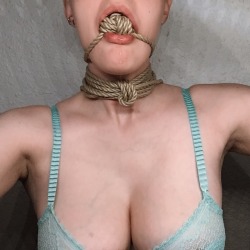 nymphetteee:  Homemade monkey fist gag and collar. Inspire by