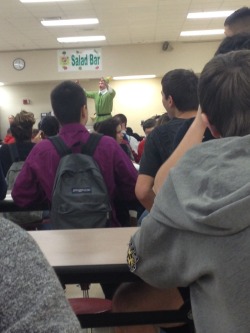 nicrouhohoho:  today during lunch this kid dressed as buddy the