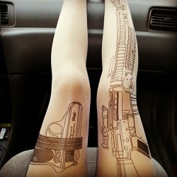 fashionpassionates:  Get the tights here: NUDE GUN PRINT TIGHTS