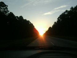 Savannah trip photos and glasses selfie at a gas station. a sunrise