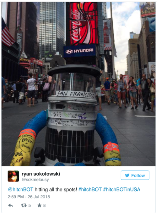 micdotcom:  micdotcom:  micdotcom:  Canada sent a friendly robot to America. Americans destroyed it.This is why we can’t have nice things.  On Saturday, vandals in Philadelphia destroyed a hitchhiking robot from Canada named HitchBot, two weeks into