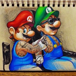 inkfreakz:  Artist: @rodsjimenez #mariobros #drawing #mario #Luigi