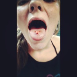 A little bloody but perfect. #tongue #piercings #piercer #instalike