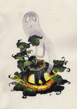  viα alliebirdseed: Inktober day14 - Punkin ghost! 