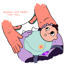 spatialheather:  “Just Sleeping”Amethyst holds baby Steven