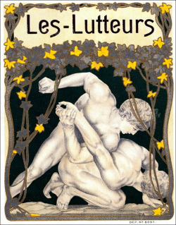 buzz-o-graph:Les Lutteurs / The Wrsetlers. Cigar box label, around