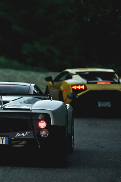 italian-luxury:  Pagani Zonda F x Lamborghini Gallardo Super