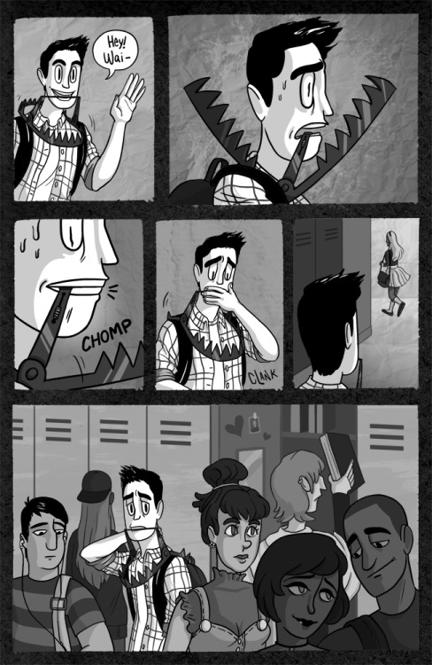 bethpecoraart:  Trapped, a short comic about social anxiety.  