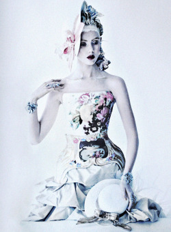 deprincessed:  China Doll: Frida Gustavsson wears a corset detailed