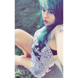 XxxBaby.Doll #babydoll #bluehair #concrete #dermals #grass #greenhair