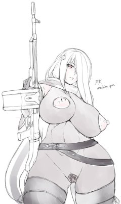 yuih0820:  PK machine gun 痴女バージョン ラフ (patreon)