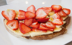 f-word:  nutella, bananas, and strawberries on toast photo by