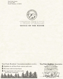 letterheady:  Office of The Mayor, Twin Peaks | Submitted by